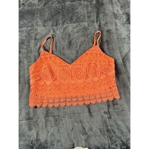 Bebe Crochet Top Orange Size S Excellent Condition‎